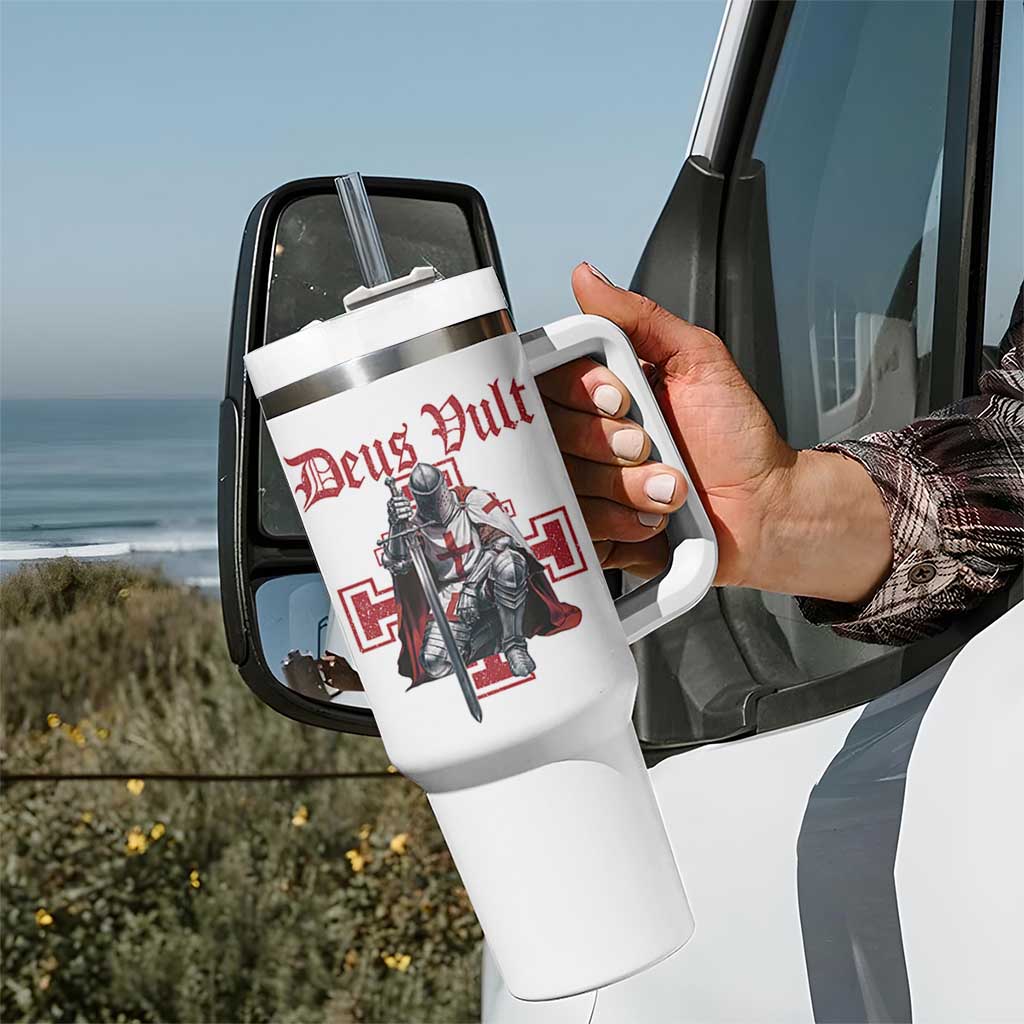 Deus Vult Knight Templar Tumbler With Handle Crusader Cross - Wonder Print Shop