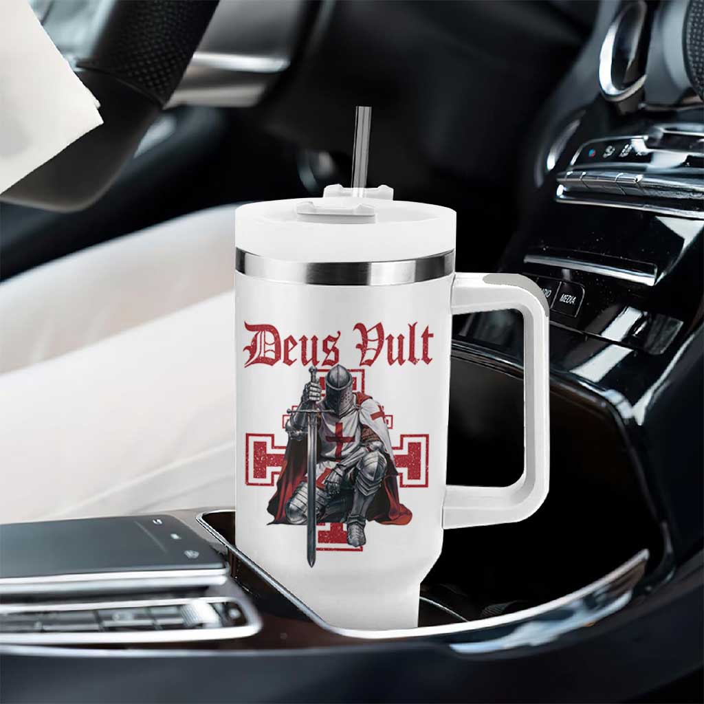 Deus Vult Knight Templar Tumbler With Handle Crusader Cross - Wonder Print Shop