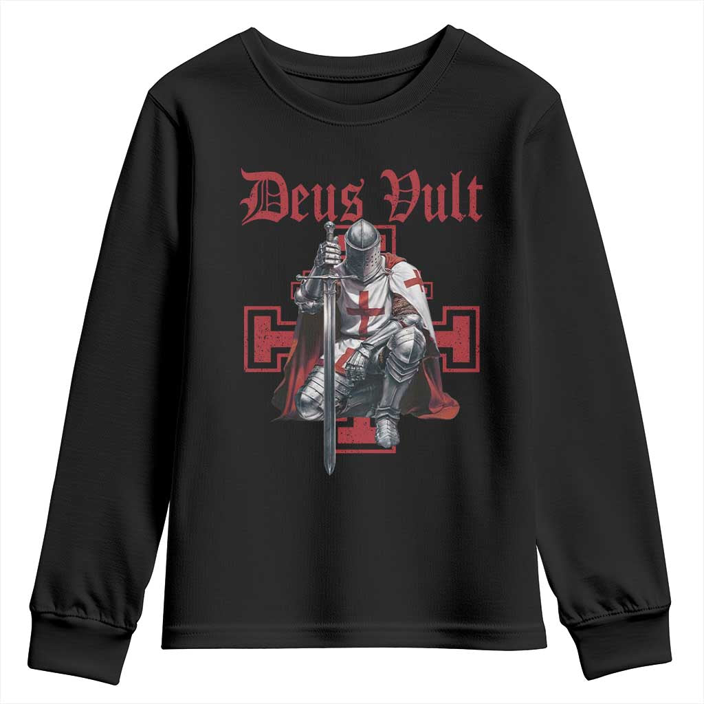 Deus Vult Knight Templar Youth Sweatshirt Crusader Cross - Wonder Print Shop