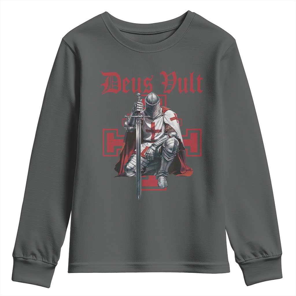 Deus Vult Knight Templar Youth Sweatshirt Crusader Cross - Wonder Print Shop