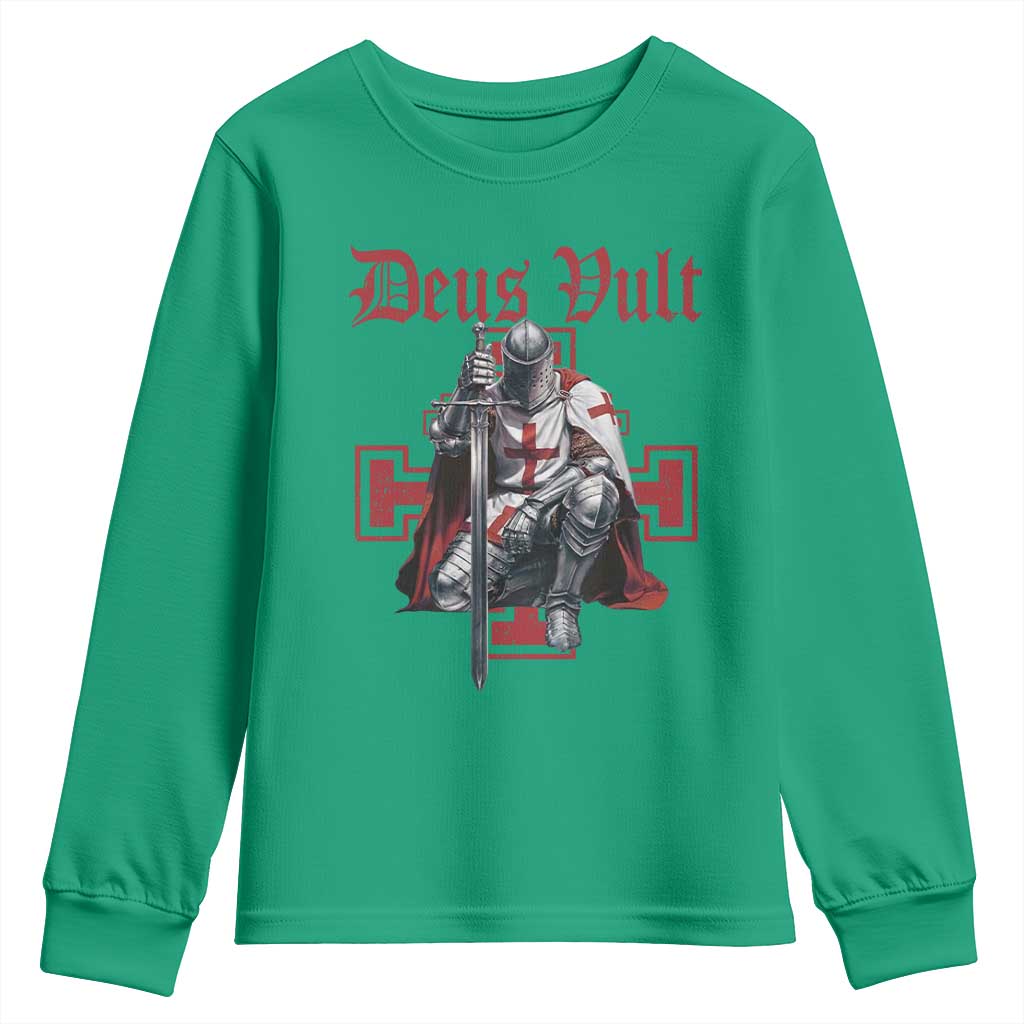 Deus Vult Knight Templar Youth Sweatshirt Crusader Cross - Wonder Print Shop