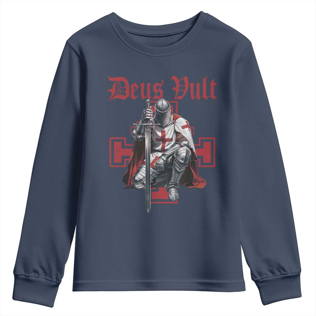 Deus Vult Knight Templar Youth Sweatshirt Crusader Cross - Wonder Print Shop