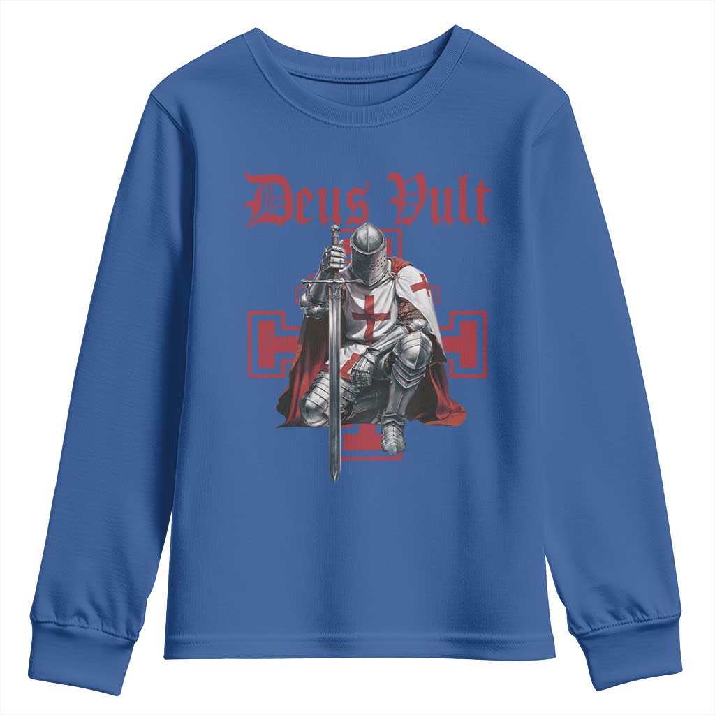 Deus Vult Knight Templar Youth Sweatshirt Crusader Cross - Wonder Print Shop