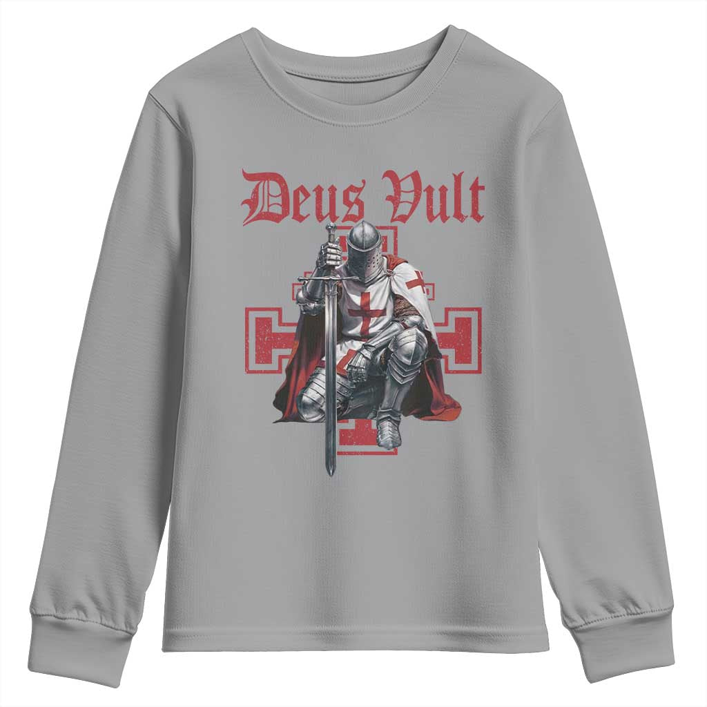 Deus Vult Knight Templar Youth Sweatshirt Crusader Cross - Wonder Print Shop