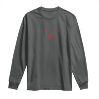 Catholic Knight Templar Crusader Cross Long Sleeve Shirt Subtle Minimal Christian Faith Deus Vult - Wonder Print Shop