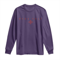 Catholic Knight Templar Crusader Cross Long Sleeve Shirt Subtle Minimal Christian Faith Deus Vult - Wonder Print Shop