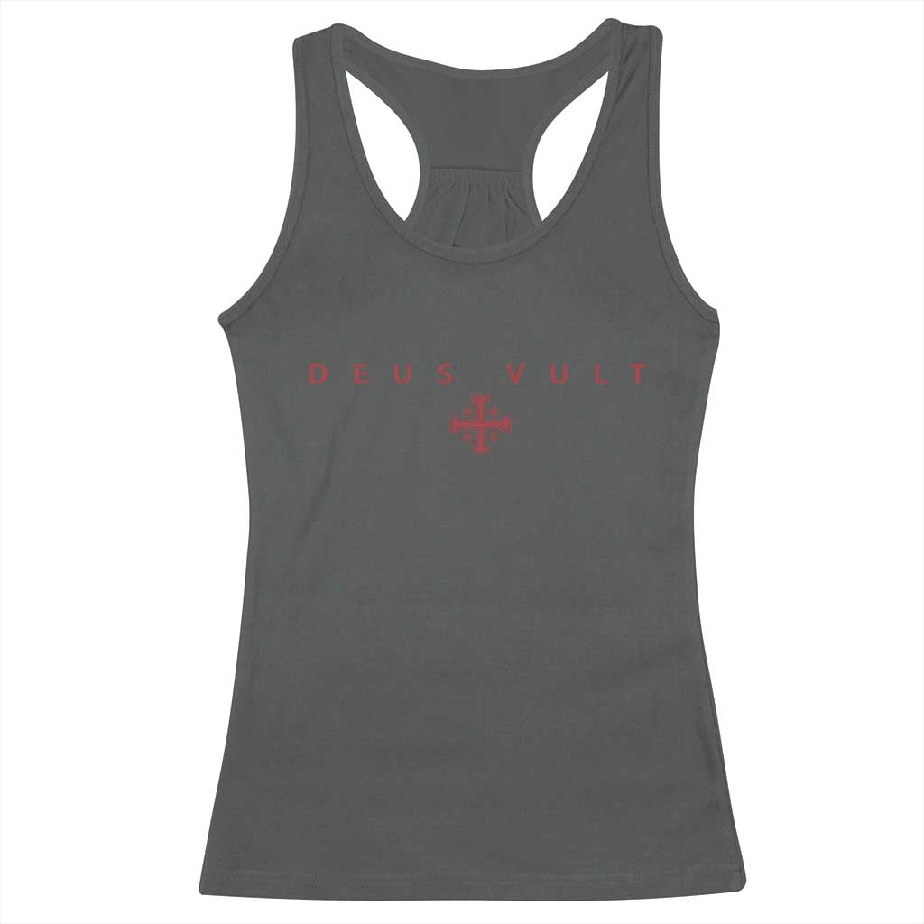 Catholic Knight Templar Crusader Cross Racerback Tank Top Subtle Minimal Christian Faith Deus Vult - Wonder Print Shop