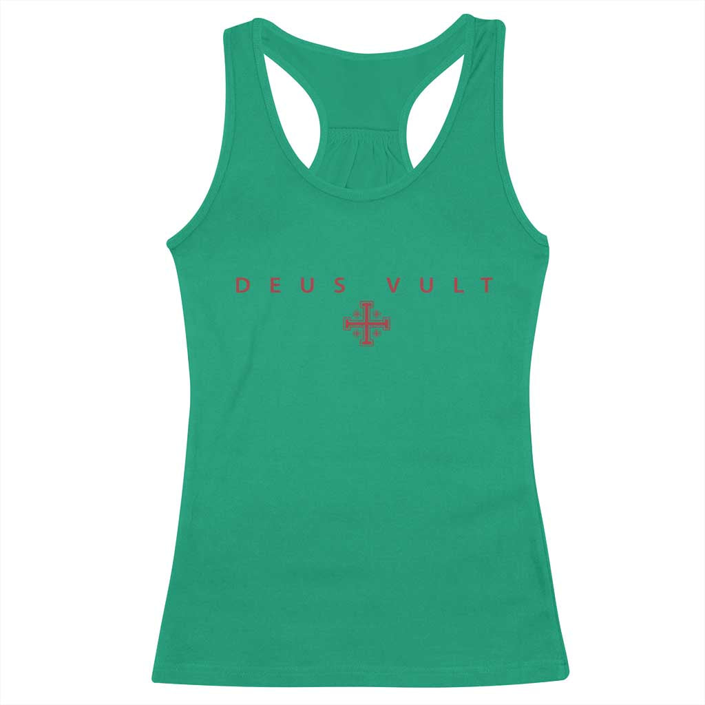 Catholic Knight Templar Crusader Cross Racerback Tank Top Subtle Minimal Christian Faith Deus Vult - Wonder Print Shop