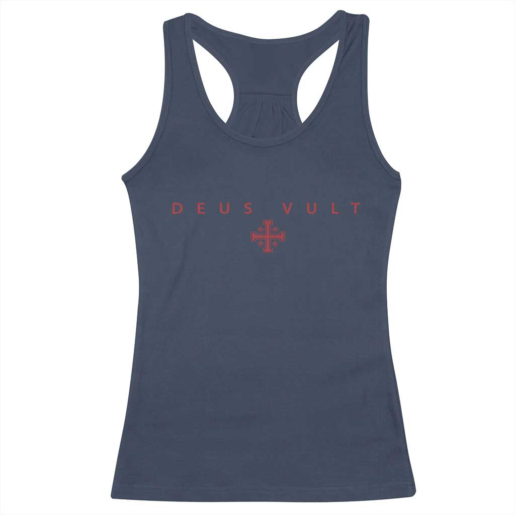 Catholic Knight Templar Crusader Cross Racerback Tank Top Subtle Minimal Christian Faith Deus Vult - Wonder Print Shop