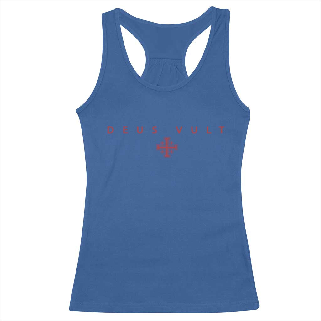 Catholic Knight Templar Crusader Cross Racerback Tank Top Subtle Minimal Christian Faith Deus Vult - Wonder Print Shop