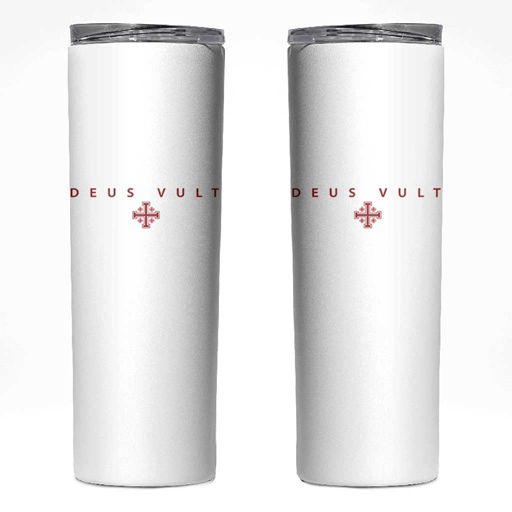 Catholic Knight Templar Crusader Cross Skinny Tumbler Subtle Minimal Christian Faith Deus Vult - Wonder Print Shop