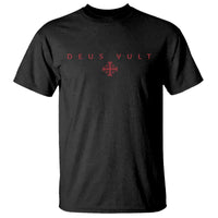 Catholic Knight Templar Crusader Cross T Shirt Subtle Minimal Christian Faith Deus Vult - Wonder Print Shop
