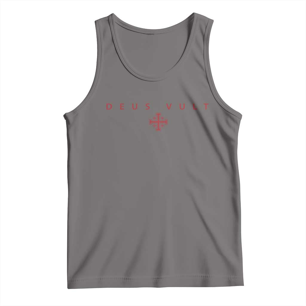 Catholic Knight Templar Crusader Cross Tank Top Subtle Minimal Christian Faith Deus Vult - Wonder Print Shop