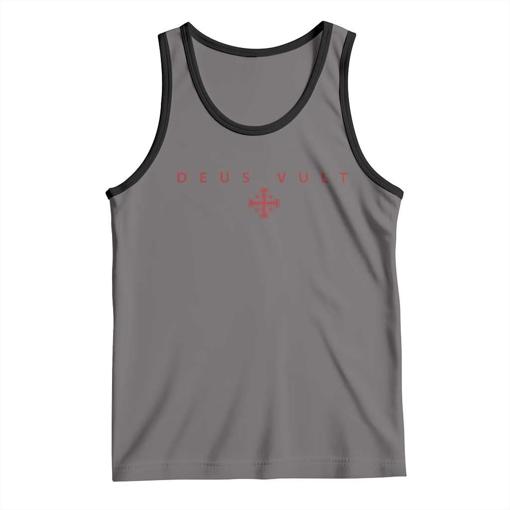 Catholic Knight Templar Crusader Cross Tank Top Subtle Minimal Christian Faith Deus Vult - Wonder Print Shop