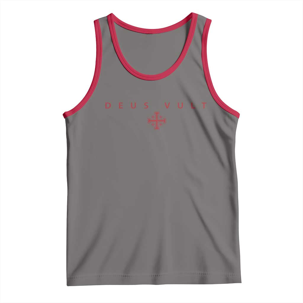 Catholic Knight Templar Crusader Cross Tank Top Subtle Minimal Christian Faith Deus Vult - Wonder Print Shop