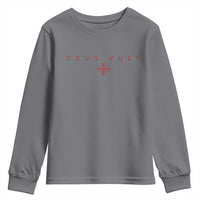 Catholic Knight Templar Crusader Cross Youth Sweatshirt Subtle Minimal Christian Faith Deus Vult - Wonder Print Shop