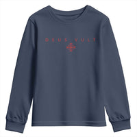 Catholic Knight Templar Crusader Cross Youth Sweatshirt Subtle Minimal Christian Faith Deus Vult - Wonder Print Shop
