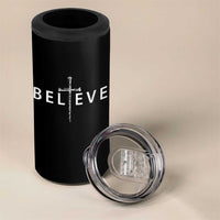 Cross Christian Religious Believe Blessed Faith Graphic 4 in 1 Can Cooler Tumbler