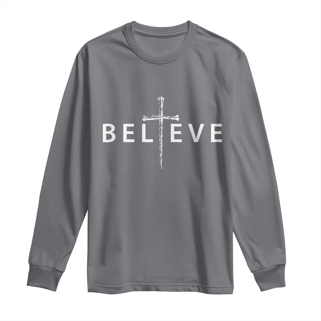Cross Christian Religious Believe Blessed Faith Graphic Long Sleeve Shirt