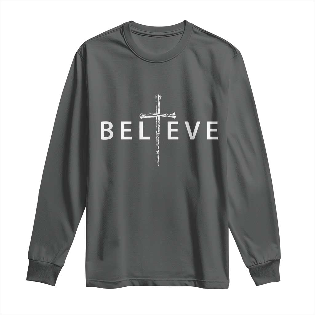 Cross Christian Religious Believe Blessed Faith Graphic Long Sleeve Shirt