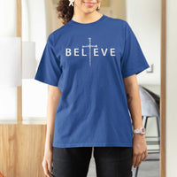 Cross Christian Religious Believe Blessed Faith Graphic T Shirt For Women