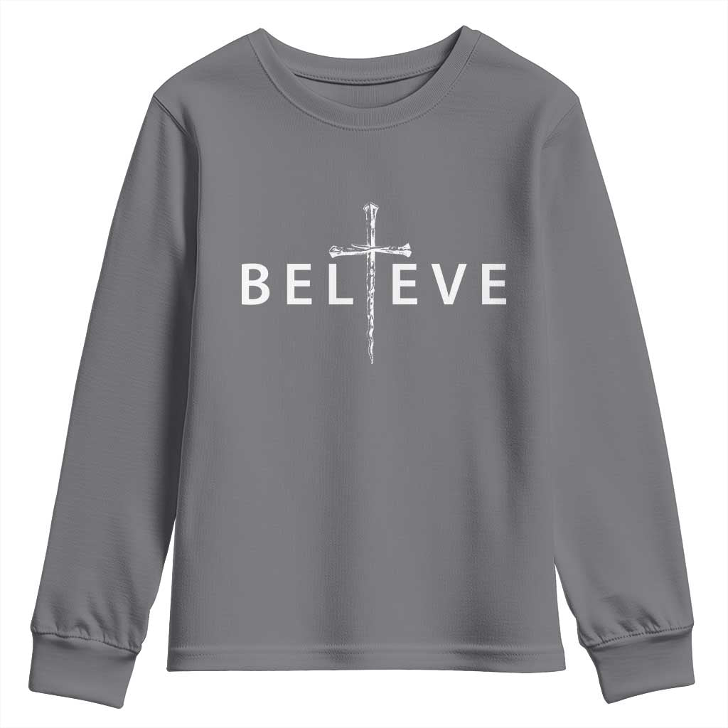 Cross Christian Religious Believe Blessed Faith Graphic Youth Sweatshirt