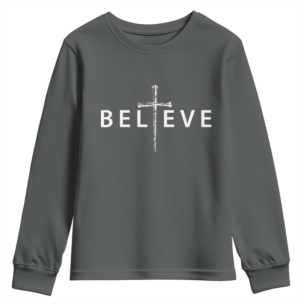 Cross Christian Religious Believe Blessed Faith Graphic Youth Sweatshirt