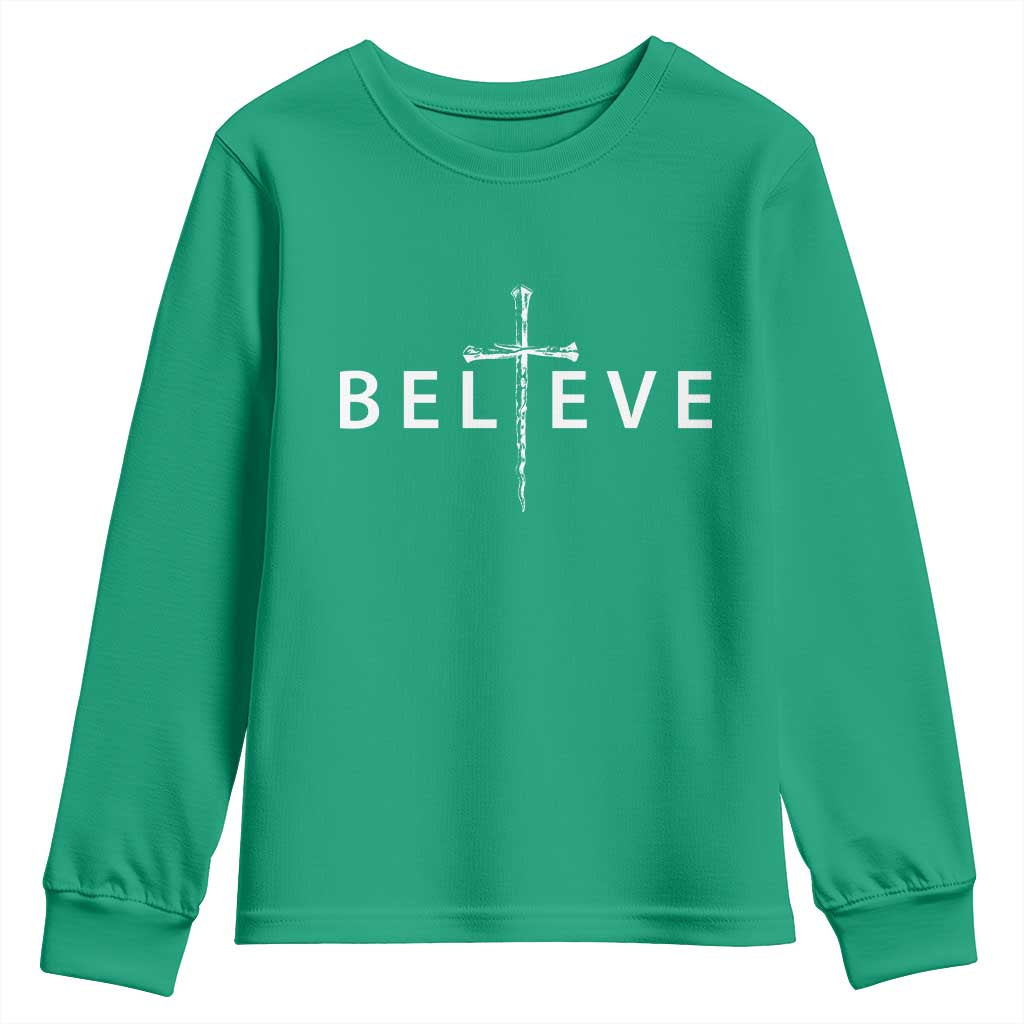 Cross Christian Religious Believe Blessed Faith Graphic Youth Sweatshirt