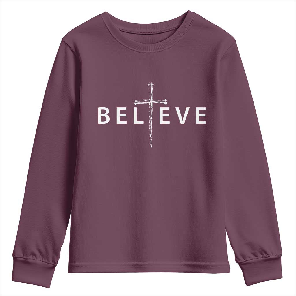 Cross Christian Religious Believe Blessed Faith Graphic Youth Sweatshirt