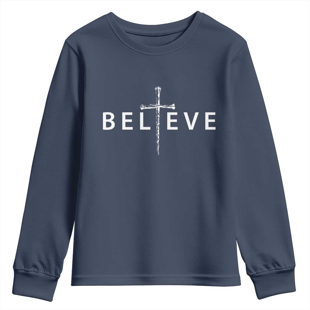 Cross Christian Religious Believe Blessed Faith Graphic Youth Sweatshirt