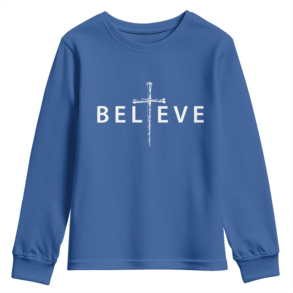 Cross Christian Religious Believe Blessed Faith Graphic Youth Sweatshirt