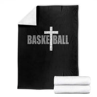 Christian Basketball Cross Throw Blanket Vintage Minimal Religious Faith