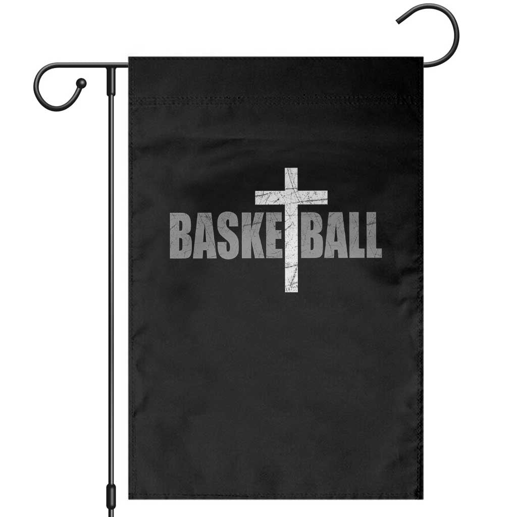 Christian Basketball Cross Garden Flag Vintage Minimal Religious Faith