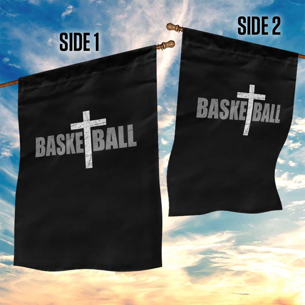 Christian Basketball Cross Garden Flag Vintage Minimal Religious Faith