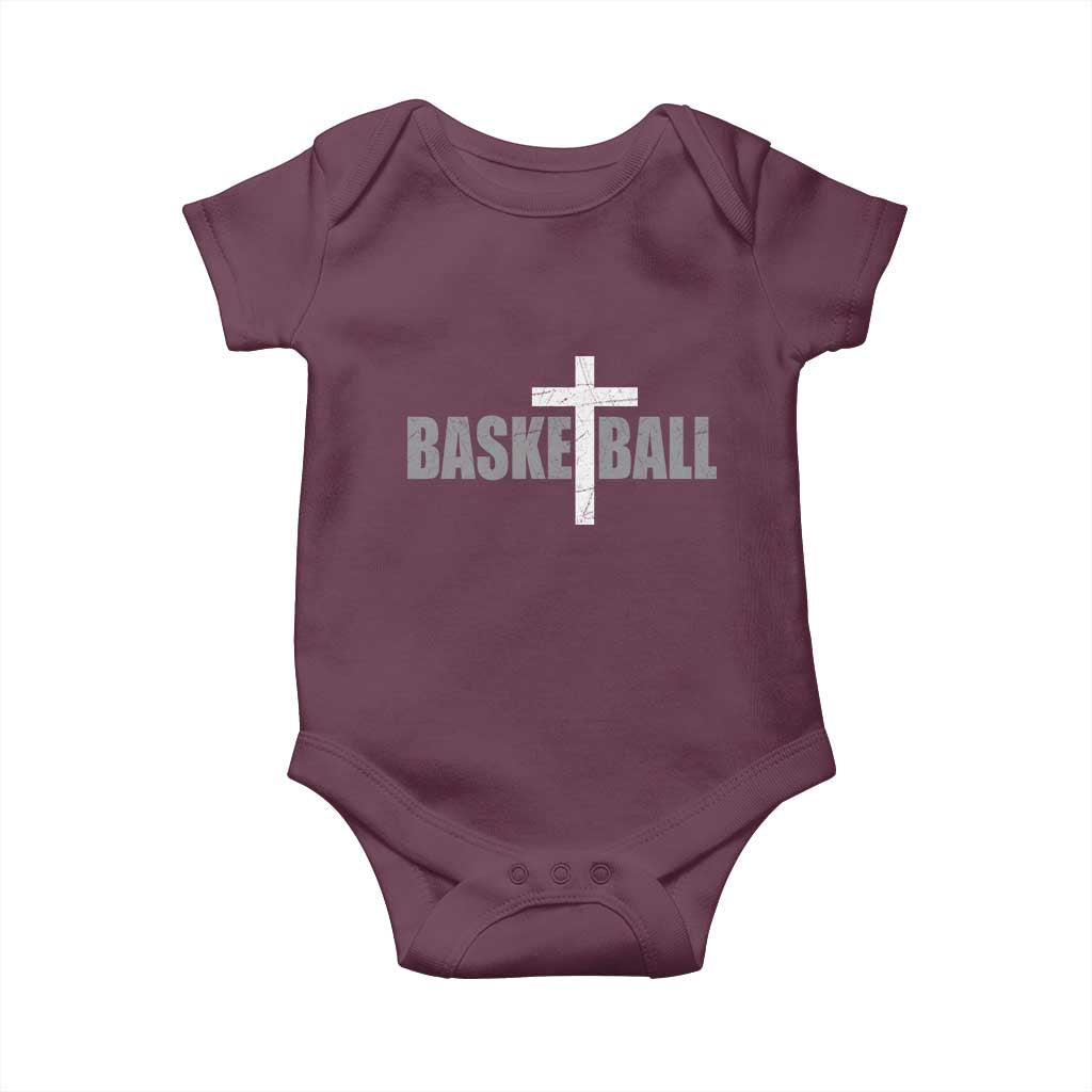 Christian Basketball Cross Baby Onesie Vintage Minimal Religious Faith