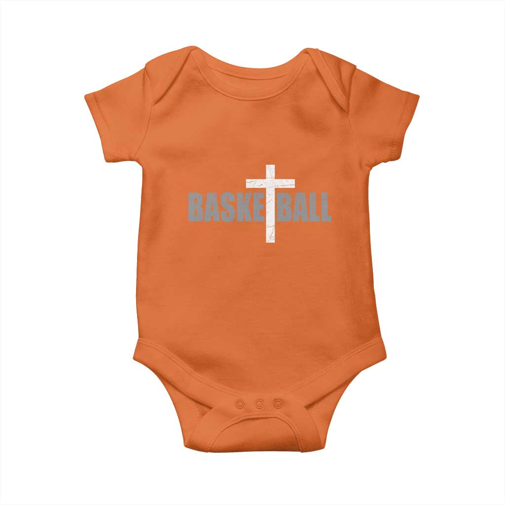 Christian Basketball Cross Baby Onesie Vintage Minimal Religious Faith