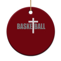 Christian Basketball Cross Ceramic Ornament Vintage Minimal Religious Faith
