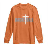 Christian Basketball Cross Long Sleeve Shirt Vintage Minimal Religious Faith