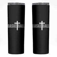 Christian Basketball Cross Skinny Tumbler Vintage Minimal Religious Faith