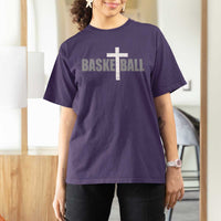 Christian Basketball Cross T Shirt For Women Vintage Minimal Religious Faith