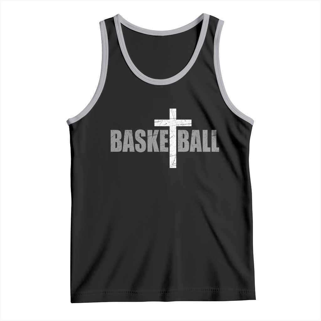 Christian Basketball Cross Tank Top Vintage Minimal Religious Faith