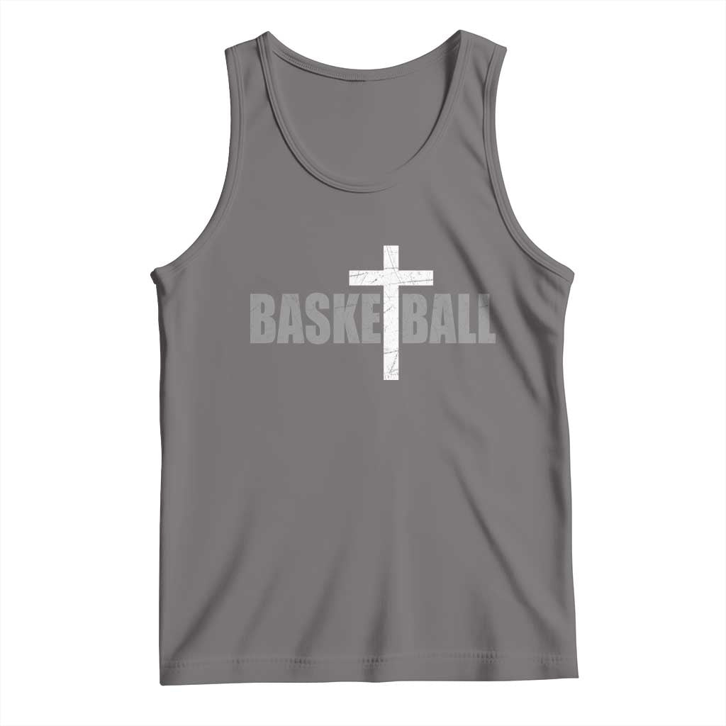 Christian Basketball Cross Tank Top Vintage Minimal Religious Faith