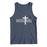 Christian Basketball Cross Tank Top Vintage Minimal Religious Faith