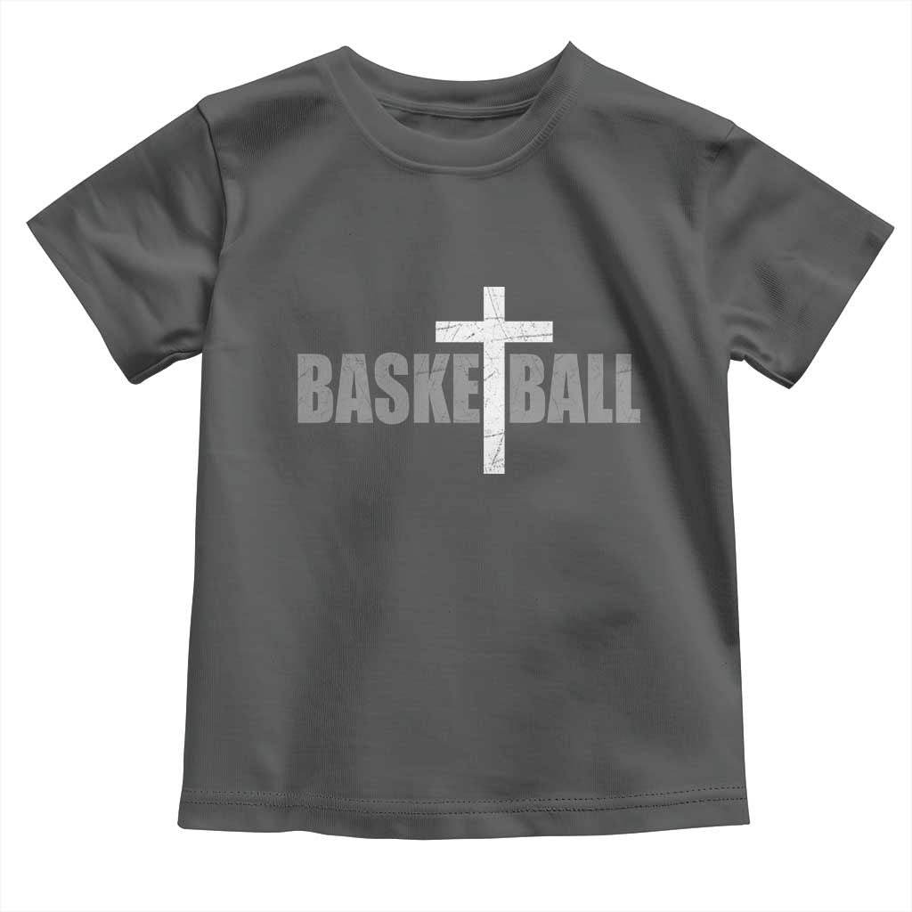 Christian Basketball Cross Toddler T Shirt Vintage Minimal Religious Faith