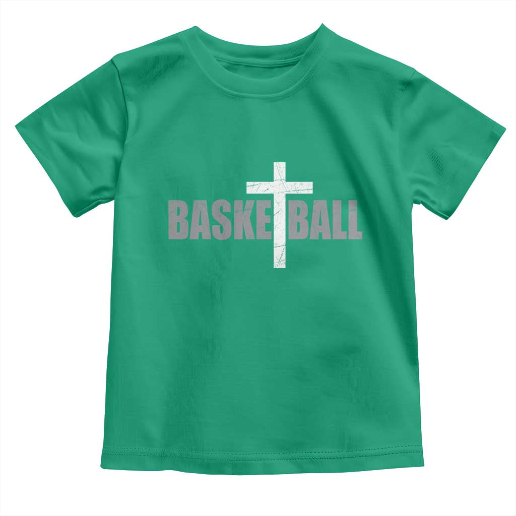 Christian Basketball Cross Toddler T Shirt Vintage Minimal Religious Faith