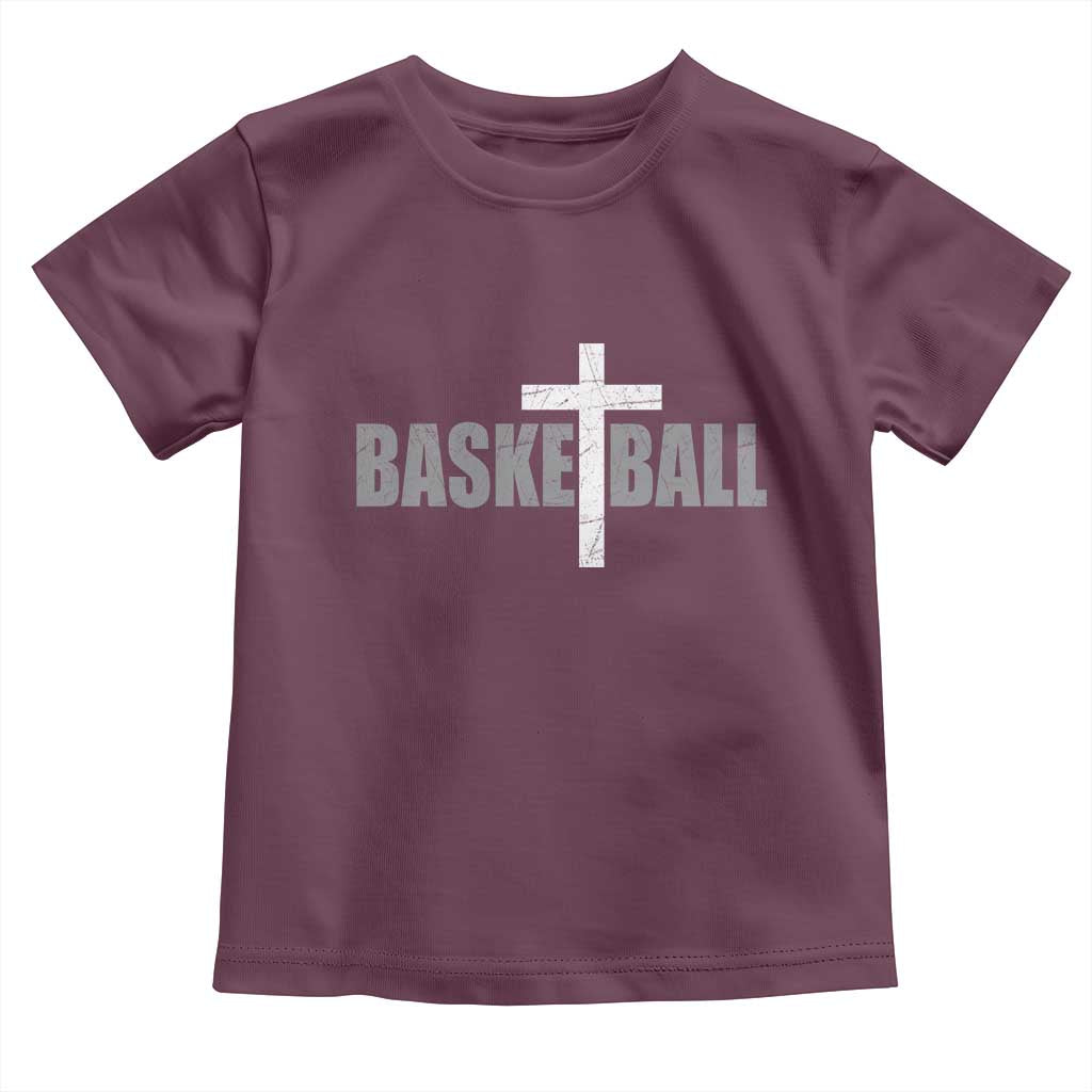 Christian Basketball Cross Toddler T Shirt Vintage Minimal Religious Faith