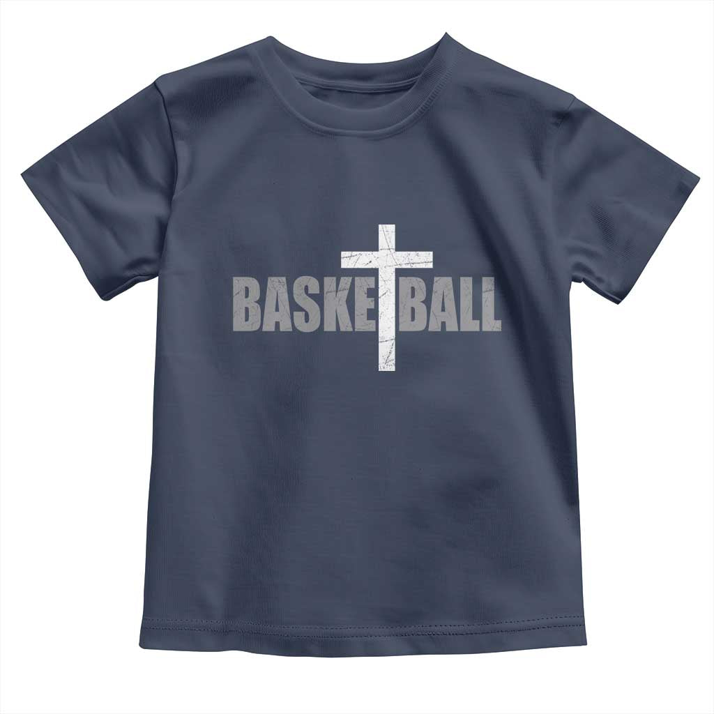Christian Basketball Cross Toddler T Shirt Vintage Minimal Religious Faith