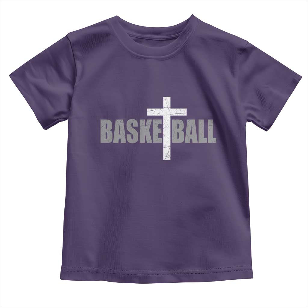 Christian Basketball Cross Toddler T Shirt Vintage Minimal Religious Faith