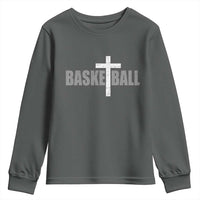 Christian Basketball Cross Youth Sweatshirt Vintage Minimal Religious Faith