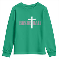 Christian Basketball Cross Youth Sweatshirt Vintage Minimal Religious Faith
